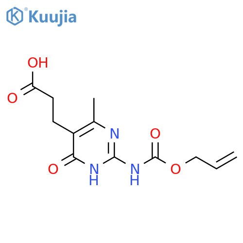 3-(6-Methyl-4-oxo-2-{[(prop-2-en-1-yloxy)carbonyl]amino}-1,4-dihydropyrimidin-5-yl)propanoic acid structure