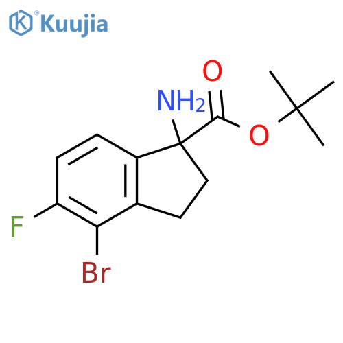 tert-butyl 1-amino-4-bromo-5-fluoro-2,3-dihydro-1H-indene-1-carboxylate structure