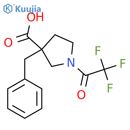 3-Benzyl-1-(2,2,2-trifluoroacetyl)pyrrolidine-3-carboxylic acid structure