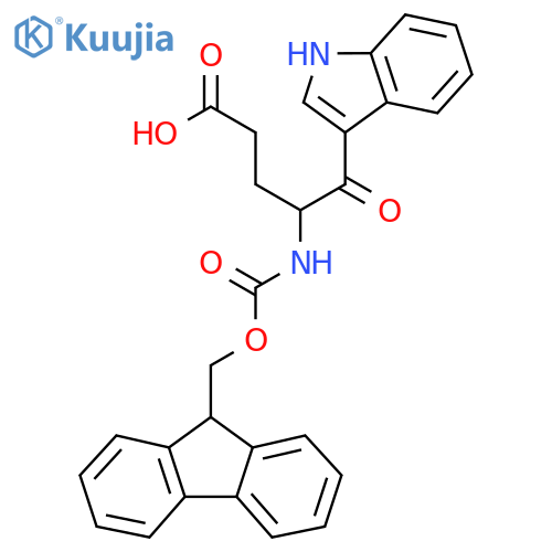 4-({(9H-fluoren-9-yl)methoxycarbonyl}amino)-5-(1H-indol-3-yl)-5-oxopentanoic acid structure