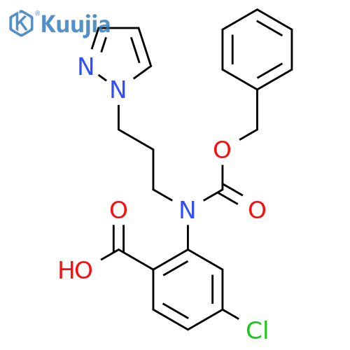 2-{(benzyloxy)carbonyl3-(1H-pyrazol-1-yl)propylamino}-4-chlorobenzoic acid structure