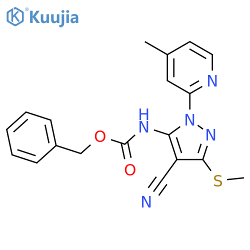 benzyl N-4-cyano-1-(4-methylpyridin-2-yl)-3-(methylsulfanyl)-1H-pyrazol-5-ylcarbamate structure