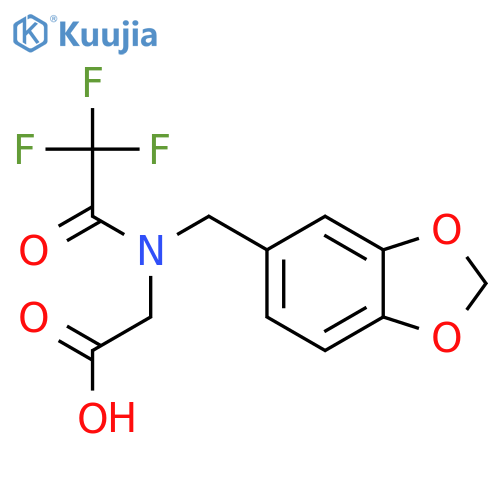 2-{N-(1,3-dioxaindan-5-yl)methyl-2,2,2-trifluoroacetamido}acetic acid structure