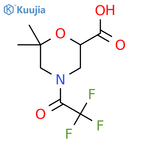 6,6-Dimethyl-4-(trifluoroacetyl)morpholine-2-carboxylic acid structure