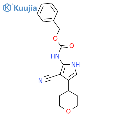 benzyl N-3-cyano-4-(oxan-4-yl)-1H-pyrrol-2-ylcarbamate structure