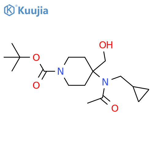 tert-butyl 4-N-(cyclopropylmethyl)acetamido-4-(hydroxymethyl)piperidine-1-carboxylate structure