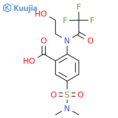 5-(dimethylsulfamoyl)-2-2,2,2-trifluoro-N-(2-hydroxyethyl)acetamidobenzoic acid structure