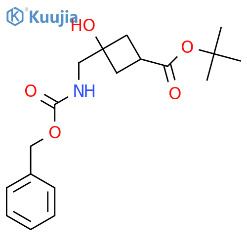 tert-butyl (1r,3r)-3-({(benzyloxy)carbonylamino}methyl)-3-hydroxycyclobutane-1-carboxylate structure