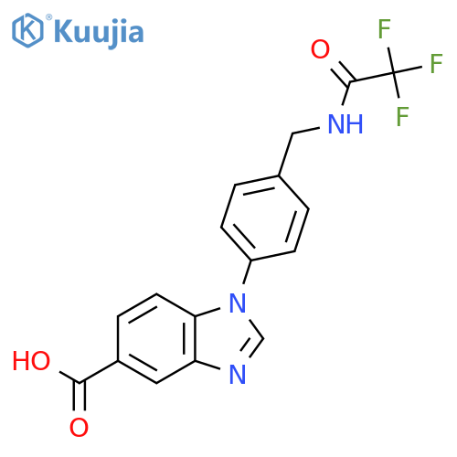 1-{4-[(2,2,2-trifluoroacetamido)methyl]phenyl}-1H-1,3-benzodiazole-5-carboxylic acid structure