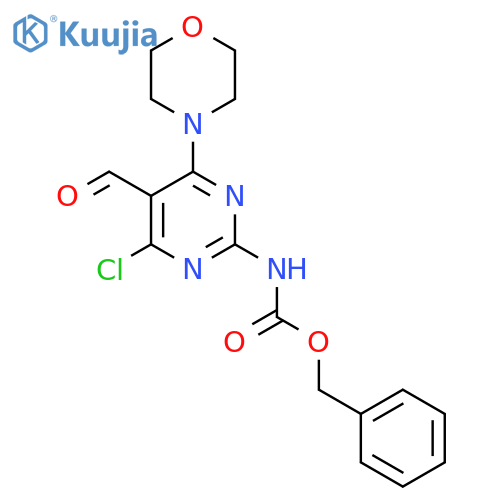 benzyl N-4-chloro-5-formyl-6-(morpholin-4-yl)pyrimidin-2-ylcarbamate structure