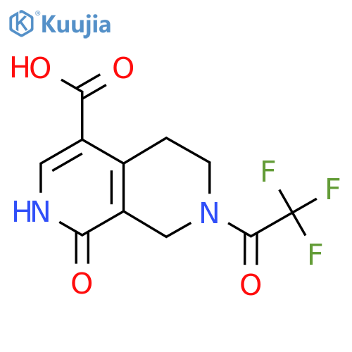 1-Hydroxy-7-(2,2,2-trifluoroacetyl)-5,6,7,8-tetrahydro-2,7-naphthyridine-4-carboxylic acid structure