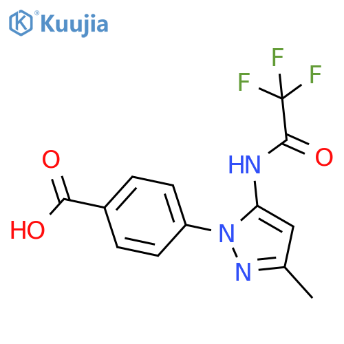 4-3-methyl-5-(2,2,2-trifluoroacetamido)-1H-pyrazol-1-ylbenzoic acid structure
