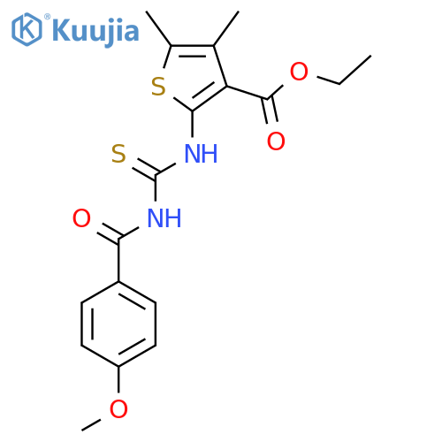 ethyl 2-({(4-methoxyphenyl)formamidomethanethioyl}amino)-4,5-dimethylthiophene-3-carboxylate structure