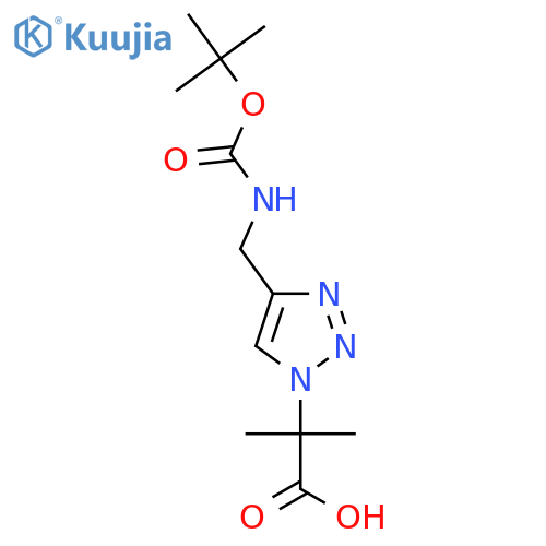 2-4-({(tert-butoxy)carbonylamino}methyl)-1H-1,2,3-triazol-1-yl-2-methylpropanoic acid structure
