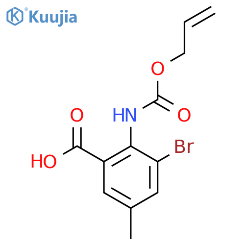 3-bromo-5-methyl-2-{(prop-2-en-1-yloxy)carbonylamino}benzoic acid structure
