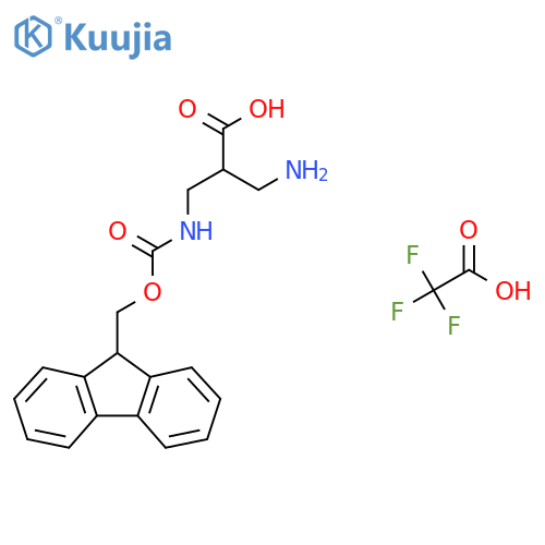 3-amino-2-[({[(9H-fluoren-9-yl)methoxy]carbonyl}amino)methyl]propanoic acid; trifluoroacetic acid structure