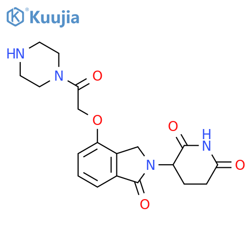 3-{1-oxo-4-[2-oxo-2-(piperazin-1-yl)ethoxy]-2,3-dihydro-1H-isoindol-2-yl}piperidine-2,6-dione structure