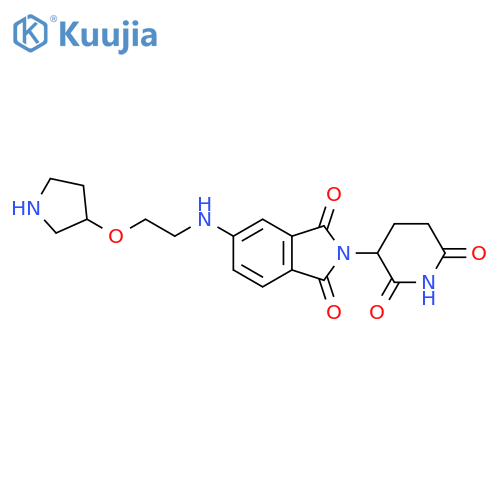 2-(2,6-dioxopiperidin-3-yl)-5-{2-(pyrrolidin-3-yloxy)ethylamino}-2,3-dihydro-1H-isoindole-1,3-dione structure