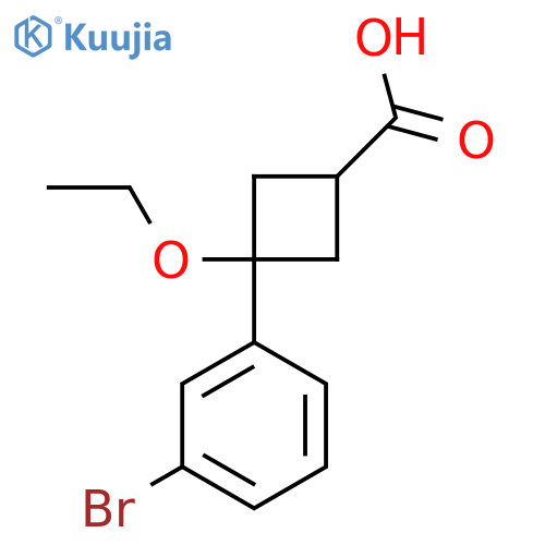 3-(3-Bromophenyl)-3-ethoxycyclobutane-1-carboxylic acid structure