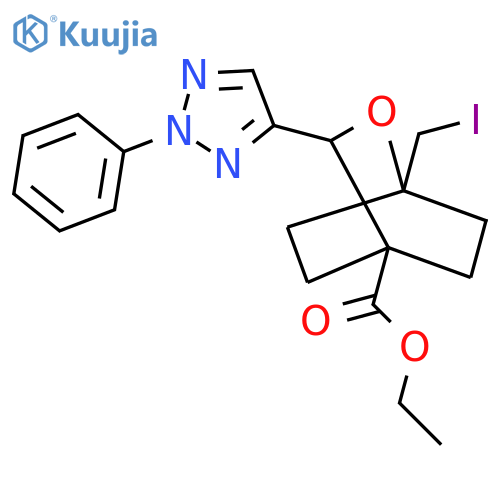 ethyl 1-(iodomethyl)-3-(2-phenyl-2H-1,2,3-triazol-4-yl)-2-oxabicyclo2.2.2octane-4-carboxylate structure