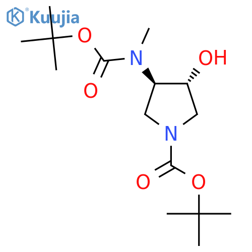 rac-tert-butyl (3R,4R)-3-{(tert-butoxy)carbonyl(methyl)amino}-4-hydroxypyrrolidine-1-carboxylate structure