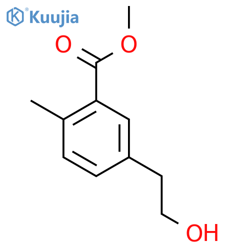 Benzoic acid, 5-(2-hydroxyethyl)-2-methyl-, methyl ester structure