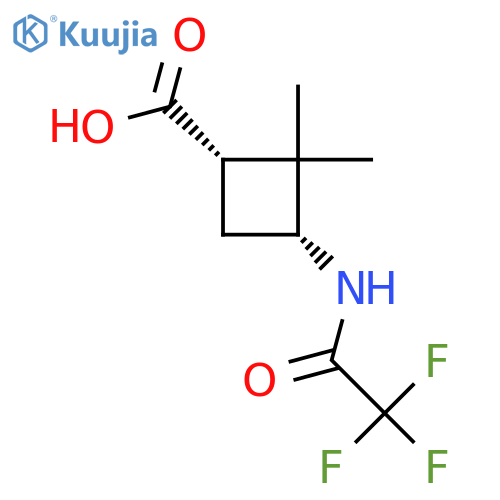 (1S,3R)-2,2-dimethyl-3-(trifluoroacetamido)cyclobutane-1-carboxylic acid structure