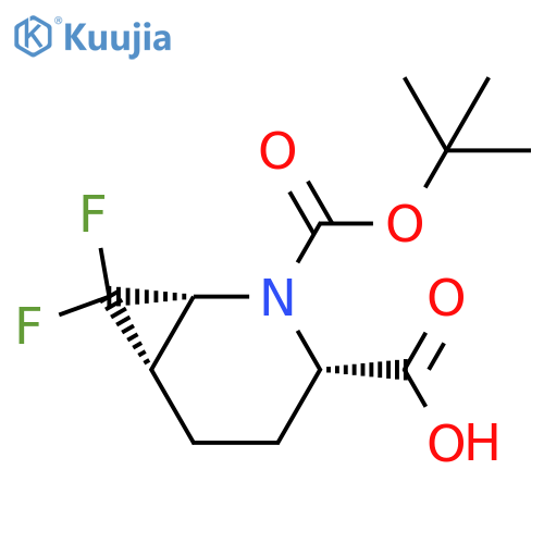 (1R,3S,6S)-2-[(tert-butoxy)carbonyl]-7,7-difluoro-2-azabicyclo[4.1.0]heptane-3-carboxylic acid structure