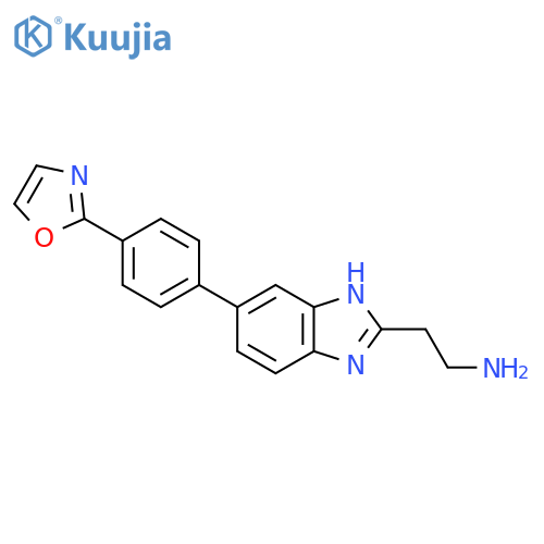 2-{5-4-(1,3-oxazol-2-yl)phenyl-1H-1,3-benzodiazol-2-yl}ethan-1-amine structure