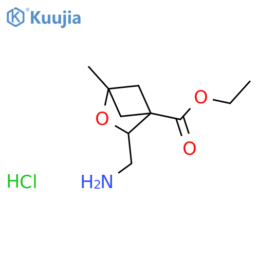 Ethyl 3-(aminomethyl)-1-methyl-2-oxabicyclo[2.1.1]hexane-4-carboxylate hydrochloride structure