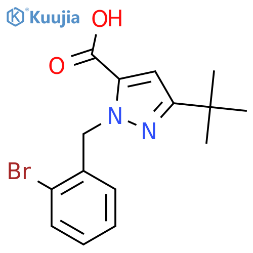 2-[(2-Bromophenyl)methyl]-5-tert-butylpyrazole-3-carboxylic acid structure