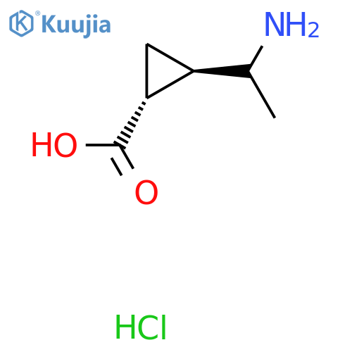 (1R,2R)-2-(1-Aminoethyl)cyclopropane-1-carboxylic acid;hydrochloride structure