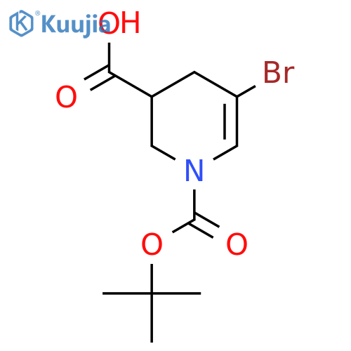 5-bromo-1-(tert-butoxy)carbonyl-1,2,3,4-tetrahydropyridine-3-carboxylic acid structure