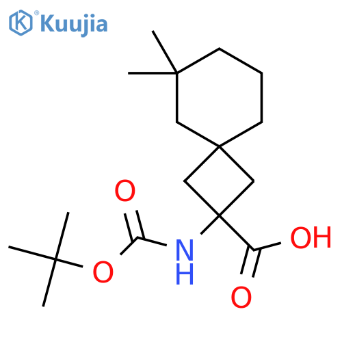 2-{[(Tert-butoxy)carbonyl]amino}-6,6-dimethylspiro[3.5]nonane-2-carboxylic acid structure