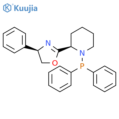 (R)-2-((R)-1-(Diphenylphosphanyl)piperidin-2-yl)-4-phenyl-4,5-dihydrooxazole structure
