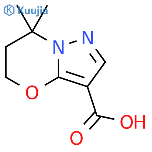 7,7-Dimethyl-6,7-dihydro-5H-pyrazolo[5,1-b][1,3]oxazine-3-carboxylic acid structure