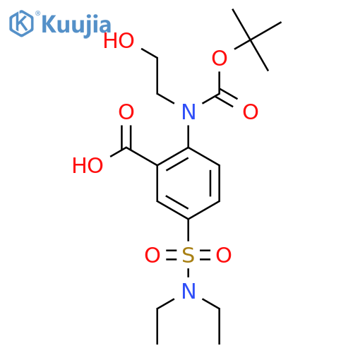 2-{[(Tert-butoxy)carbonyl](2-hydroxyethyl)amino}-5-(diethylsulfamoyl)benzoic acid structure