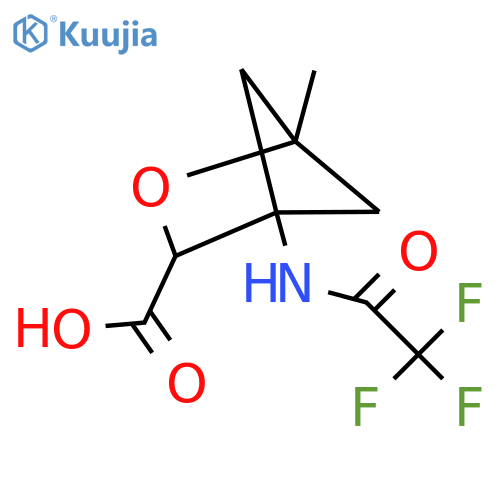 1-Methyl-4-(2,2,2-trifluoroacetamido)-2-oxabicyclo[2.1.1]hexane-3-carboxylic acid structure