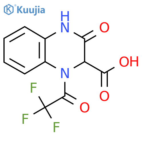 3-Oxo-1-(2,2,2-trifluoroacetyl)-1,2,3,4-tetrahydroquinoxaline-2-carboxylic acid structure