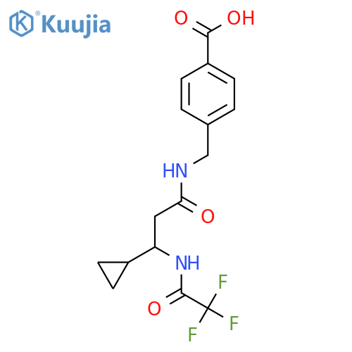 4-{[3-Cyclopropyl-3-(2,2,2-trifluoroacetamido)propanamido]methyl}benzoic acid structure