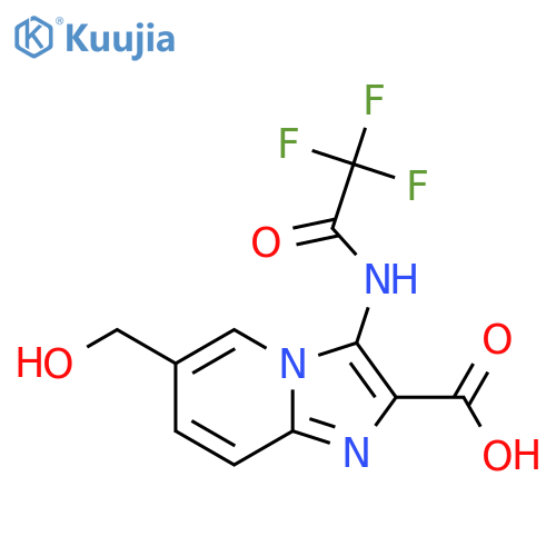 6-(Hydroxymethyl)-3-(2,2,2-trifluoroacetamido)imidazo[1,2-a]pyridine-2-carboxylic acid structure