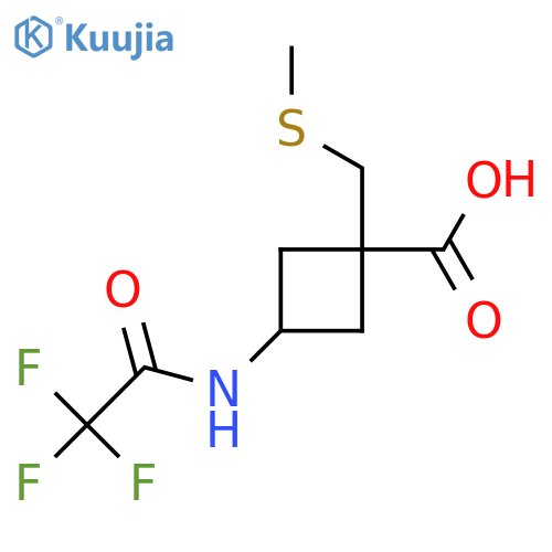 1-[(Methylsulfanyl)methyl]-3-(2,2,2-trifluoroacetamido)cyclobutane-1-carboxylic acid structure