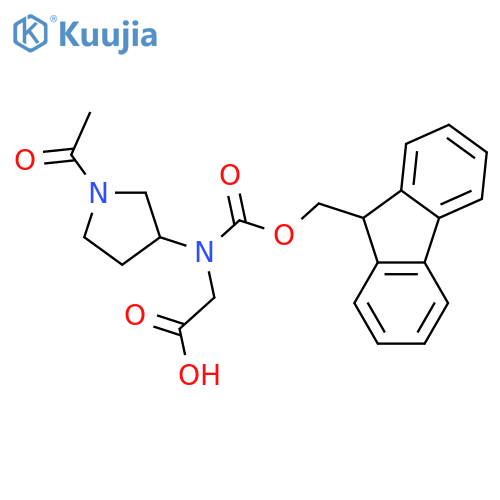 2-[(1-acetylpyrrolidin-3-yl)({[(9H-fluoren-9-yl)methoxy]carbonyl})amino]acetic acid structure