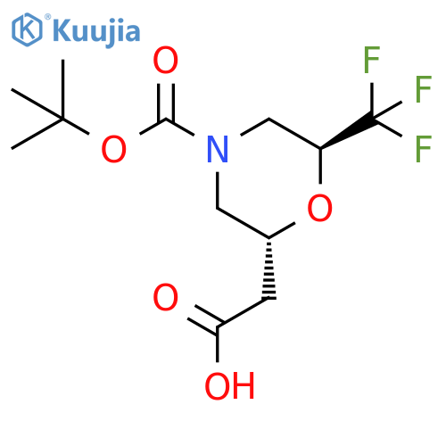 rac-2-[(2R,6S)-4-[(tert-butoxy)carbonyl]-6-(trifluoromethyl)morpholin-2-yl]acetic acid structure