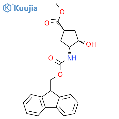 methyl (1S,3R,4S)-3-({[(9H-fluoren-9-yl)methoxy]carbonyl}amino)-4-hydroxycyclopentane-1-carboxylate structure