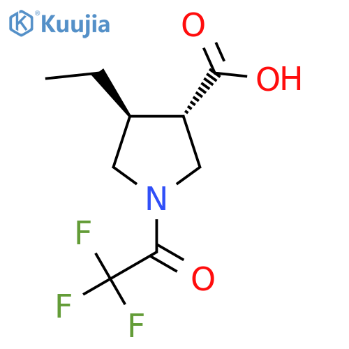 rac-(3R,4R)-4-ethyl-1-(2,2,2-trifluoroacetyl)pyrrolidine-3-carboxylic acid structure