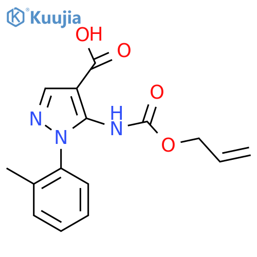 1-(2-methylphenyl)-5-{[(prop-2-en-1-yloxy)carbonyl]amino}-1H-pyrazole-4-carboxylic acid structure