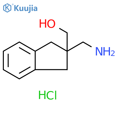 (2-(Aminomethyl)-2,3-dihydro-1H-inden-2-yl)methanol hydrochloride structure