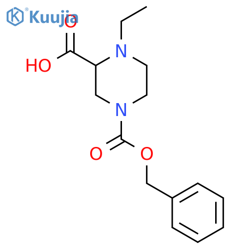 4-[(Benzyloxy)carbonyl]-1-ethylpiperazine-2-carboxylic acid structure