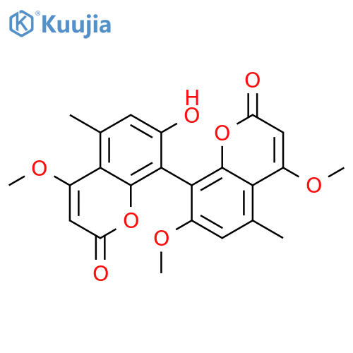 7-hydroxy-4,4',7'-trimethoxy-5,5'-dimethyl-[8,8']bichromenyl-2,2'-dione structure